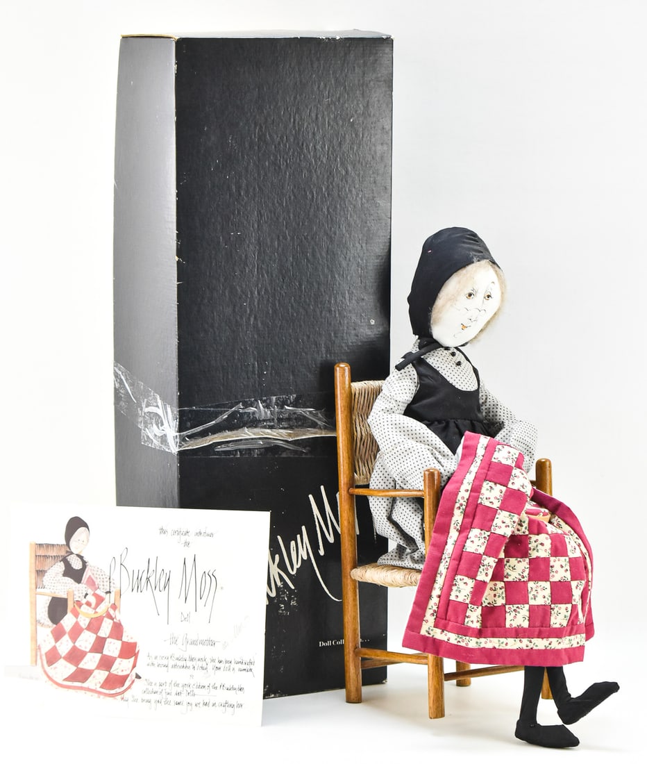 P. BUCKLEY MOSS 'GRANDMOTHER' DOLL: A 1988 P. Buckley Moss "Grandmother" doll with a certificate of authenticity, numbered 164/1200 and signed, in a box measuring 27" H.