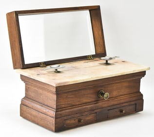 ANTIQUE WALNUT & MARBLE PHARMACY SCALE