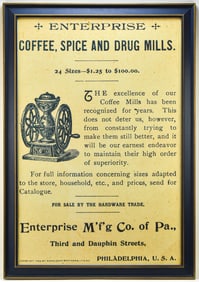 ENTERPRISE MFG. CO. TRADE CARD POSTER REVERSE
