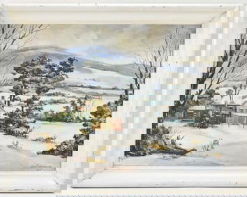 ALEX ECHEMENDIA WINTER LANDSCAPE OIL PAINTING