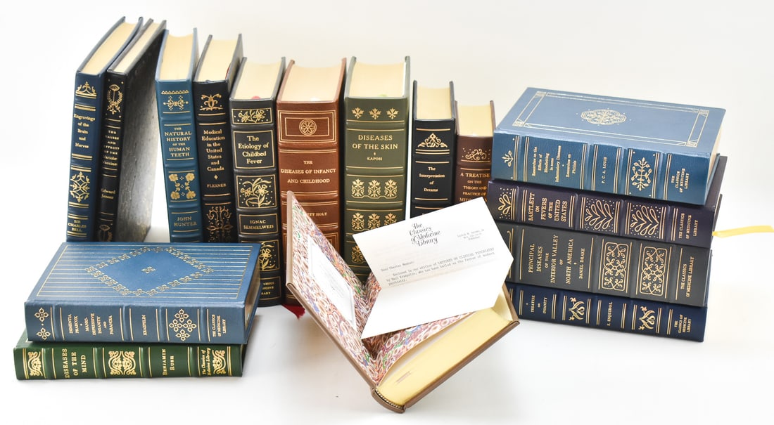 THE CLASSICS OF MEDICINE LIBRARY - 16 TITLES: SIGMUND FREUD, CHILDHOOD DISEASES, ANATOMY: This lot includes 16 titles (No. 5963) from The Classics of Medicine Library which were sent to charter member Dr. Richard E. Slavin: Sir Charles Bell "Engravings of the Brain and Nerves", E