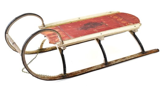 C. 1900 PARIS MFG. CHILD'S SANTA SLED