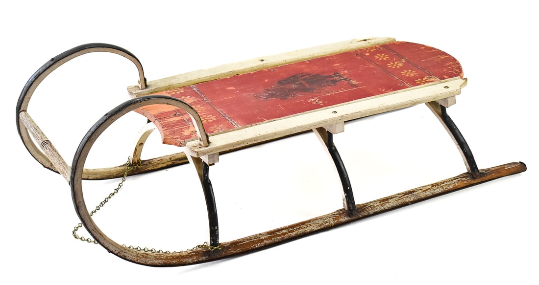 C. 1900 PARIS MFG. CHILD'S SANTA SLED (1 of 4)