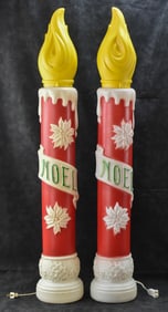 VINTAGE PAIR OF EMPIRE NOEL CANDLESTICK LIGHTED BLOW MOLDS