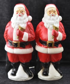 PAIR OF VINTAGE EMPIRE SANTA PLUG-IN STYLE BLOW MOLDS