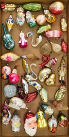 LARGE VINTAGE CHRISTMAS FIGURAL GLASS ORNAMENT ASSORTMENT: ANIMALS & PEOPLE