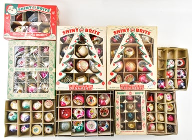 COLLECTION OF ORNAMENTS & SHINY BRITE BOXES