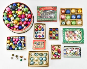 ASSORTED SMALL GLASS BALL ORNAMENTS & MORE