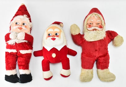 VINTAGE SANTA CLAUS PLUSHES: HUMPTY DUMPTY, HUGGER, RUSHTON STYLE