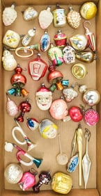 ASSORTED ANTIQUE & VINTAGE GLASS ANIMAL & FIGURAL ORNAMENTS