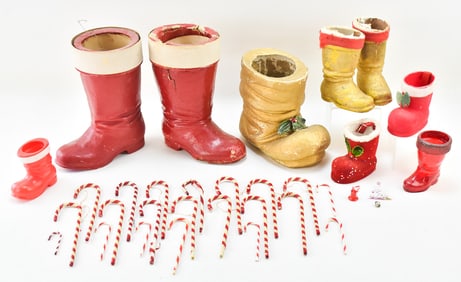 COLLECTION OF SANTA CANDY CONTAINER BOOTS