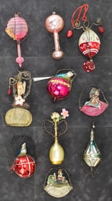 VICTORIAN WIRE WRAPPED MERCURY GLASS ORNAMENTS