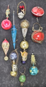 VICTORIAN WIRE WRAPPED MERCURY GLASS ORNAMENTS