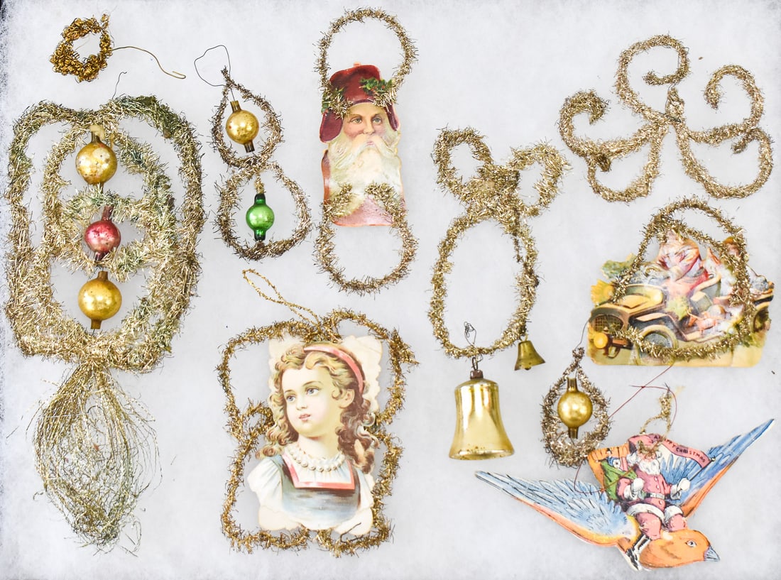 VICTORIAN DIE-CUT PAPER & TINSEL ORNAMENTS (1 of 3)