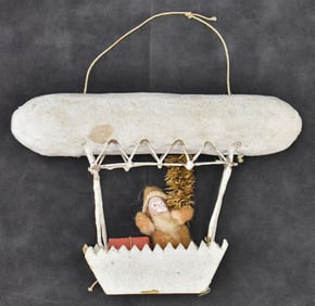 ANTIQUE SANTA CLAUS ZEPPELIN CANDY CONTAINER