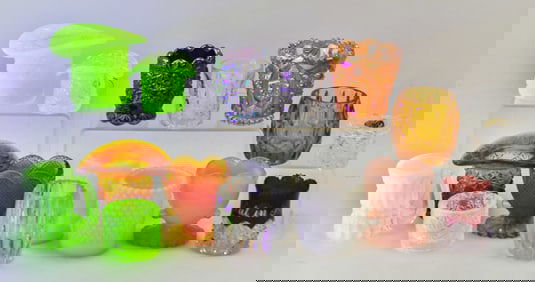 COLLECTION OF FENTON & OTHERS PATTERN GLASS TOOTHPICK HOLDERS