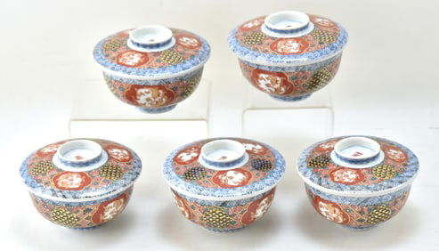 COLLECTION OF MEIJI ERA IMARI ARITAWARE PORCELAIN LIDDED BOWLS