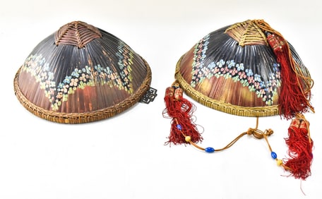 PAIR OF CHINESE CONICAL HATS