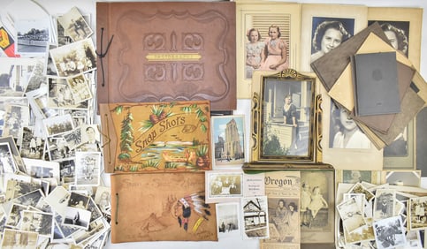 LARGE COLLECTION OF EARLY TO MID 20TH C. PHOTOS & POSTCARDS
