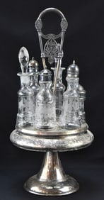 ANTIQUE SILVER-PLATE CRUET CAROUSEL