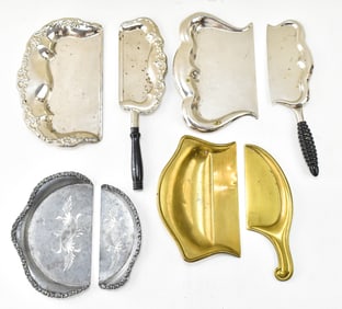 EARLY 20TH CENTURY SILENT BUTLER CRUMB CATCHERS & BRUSHES
