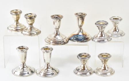 ASSORTED WEIGHTED STERLING SILVER CANDLESTICKS