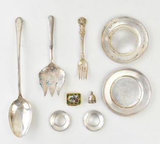 ASSORTED STERLING SILVER TABLEWARE & MORE