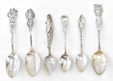 COLLECTION OF STERLING SILVER SOUVENIR SPOONS