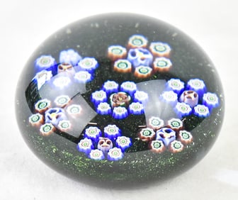 1990 GARY SCRUTTON PARABELLE GLASS (ATTR.) AVENTURINE ARTIST PROOF PAPERWEIGHT