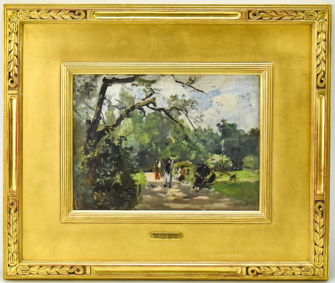 MARTHA WALTER 'PEOPLE IN THE PARK-PARIS' OIL PAINTING (1 of 5)