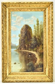 BARCHUS SCHOOL 'ROOSTER ROCK' OIL PAINTING