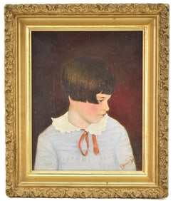 'PORTRAIT OF A GIRL' OIL PAINTING BY FRED BRUNO ROSE