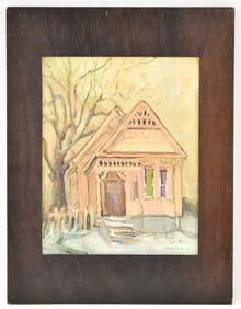 BETTY CHILSTROM 'HOUSE IN SNOW' OIL PAINTING