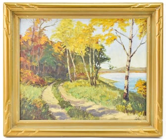 PETER SHEFFERS 'LAKE TITICUS' NEW YORK OIL PAINTING