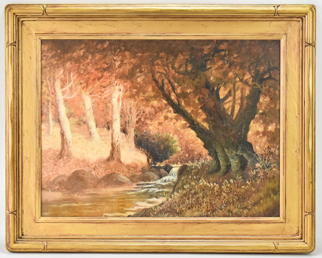 FJ GIRARDIN 'SYCAMORE & OAK' OIL PAINTING (1 of 4)