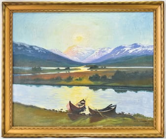 W. ELIASSON 'MIDNIGHT SUN' BROOKS RANGE, ALASKA OIL PAINTING