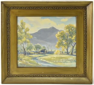 MILDRED PNEUMAN STREAMSIDE LANDSCAPE OIL PAINTING