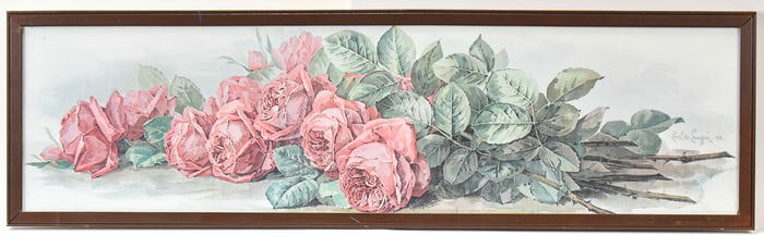 PAUL DE LONGPRE 'ROSES' YARD-LONG LITHOGRAPHIC PRINT