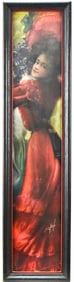 1907 PABST BREWING PRINT 'WOMAN IN RED DRESS' BY JAMES ROSS BRYSON