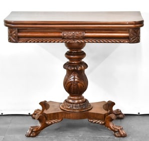 VICTORIAN CARVED MAHOGANY GAME TABLE