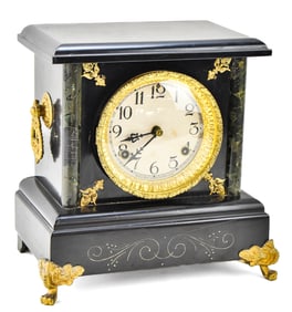 C. 1900 WATERBURY CLOCK CO. EBONIZED VICTORIAN MANTEL CLOCK
