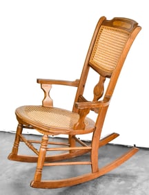 LATE 19TH CENTURY CANE ROCKING CHAIR