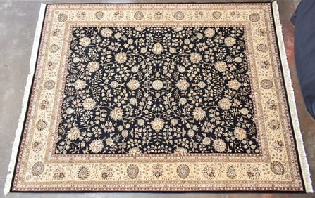 CONTEMPORARY CHINESE 'ROYALTY BLACK' WOOL AND SILK BLEND AREA RUG