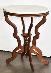 VICTORIAN OVAL MARBLE-TOP PARLOR TABLE