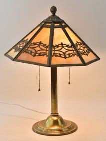 CARAMEL SLAG GLASS TABLE LAMP