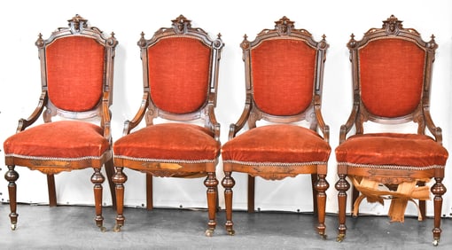 FOUR LATE 19TH C. RENAISSANCE REVIVAL CHAIRS