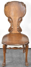 VICTORIAN CARVED OAK SIDE CHAIR