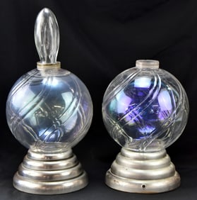 TWO OWENS' ELECTRIFIED APOTHECARY SHOW GLOBES