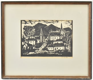 KLAMATH FALLS, OREGON WOOD BLOCK PRINT BY WILLIAM FRATES