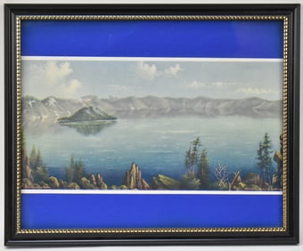 1905 ELIZA BARCHUS 'CRATER LAKE' FRAMED LITHOGRAPH